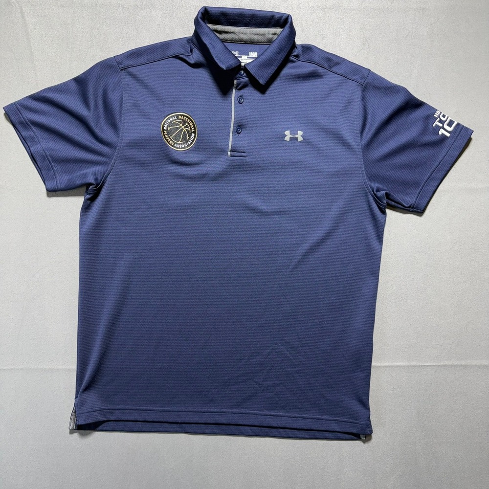 Under Armour NBPA Top 100 Polo Shirt Mens Large Navy HeatGear Basketball